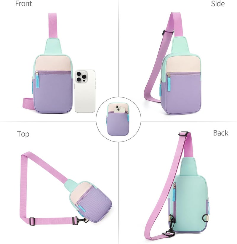 cotmcor Store Valentines Day Gifts for Kids: Fanny Pack Birthday Gift for 8 9 10 11 12 Year Old Teen Girls Trendy Stuff, Preppy Colorblock Crossbody Bag Adjustable Sling Belt Bags Purse for Travel Outdoor - Image 4
